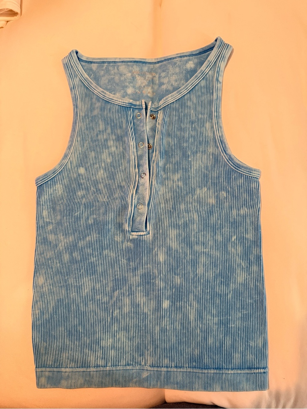Zenana Outfitters Blue Ribbed Henley Tank Top